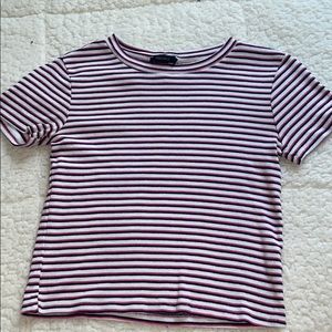 Pink Striped Crop Top